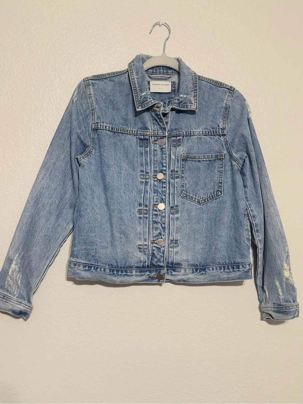 Modern Citizen Denim Jacket Small Distressed Blue Jean Trucker Casual